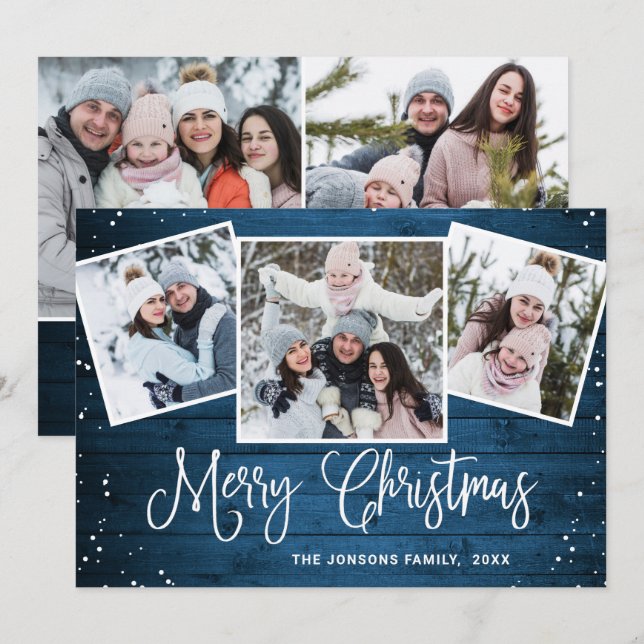 5 FOTO Weihnachten Rustikal Blauer Wald Gruß (Vorne/Hinten)