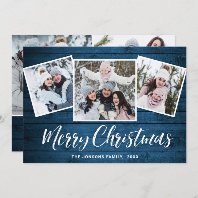 5 FOTO Weihnachten Rustikal Blauer Wald Gruß (Vorne/Hinten)