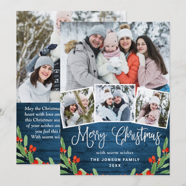 5 FOTO Weihnachten Rustikal Blauer Wald Gruß (Vorne/Hinten)