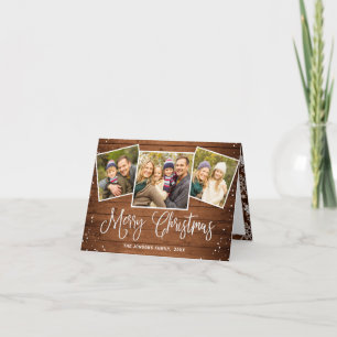 5 FOTO Weihnachten Rustikales Braun Holz Gruß