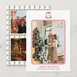 5 Foto Weihnachts-Monogramm-Foto Grandmillennial Feiertagskarte