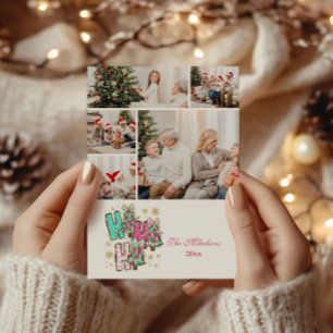 5 Foto Whimsical Ho Ho Weihnachtsfamilie Feiertagskarte