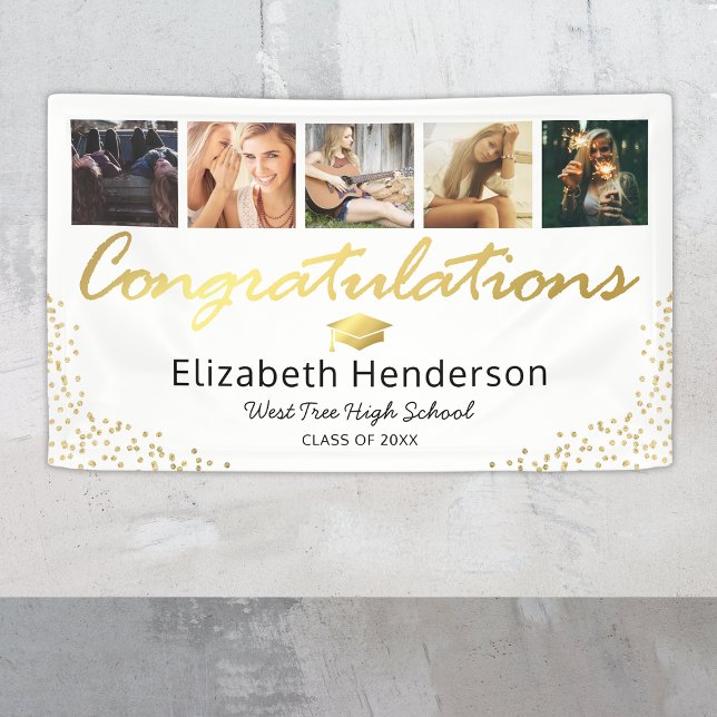 5 Foto White Gold Graduation Party Banner (Von Creator hochgeladen)