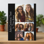 5 FotoCollage Optionaler Text - Schwarz bearbeiten Postkarte<br><div class="desc">Foto Montage von 5 Fotos in verschiedenen Größen auf einem soliden Hintergrund. Sie können quadratische Fotos oder beliebige Foto für dieses Raster verwenden. Fügen Sie Ihre Lieblingsfotos und Schnappschüsse zu diesem Streifen für einen lustigen Speicherbewahrer hinzu. Ein künstlerischer Weg,  um Ihre besten Foto-Sharing-Bilder anzuzeigen.</div>