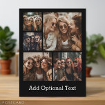 5 Fotocollage Optionaler Text — Schwarz bearbeiten Postkarte<br><div class="desc">Fügen Sie Ihre Lieblings-Bilder zu dieser lustigen Vorlage. Sie können quadratische Fotos oder beliebige Foto für dieses Raster verwenden. Der Hintergrund ist schwarz und der Text ist ein einfacher Schriftart in Weiß. Alle diese Farben können im erweiterten Designbereich geändert werden.</div>