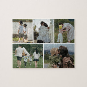 5 Fotos Collage Personalisiertes Familien-Puzzle