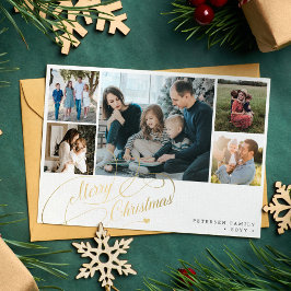5 Fotos Frohe Weihnachts-elegante Drehbuch-Collage Feiertagskarte