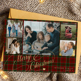 5 Fotos Frohe Weihnachts-elegante Drehbuch rot kar Feiertagskarte