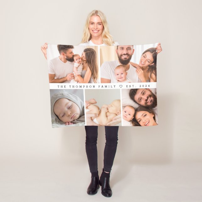 5 Fotos Gallery Familienkollektion Personalisiert Fleecedecke (Beispiel)