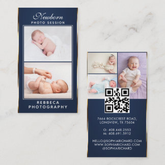 5 Fotos Logo QR-Code Neugeborenen-Fotograf Visitenkarte