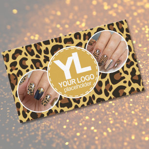 5 Fotos Logo Vorlage Leopardendruck Rockabilly Visitenkarte