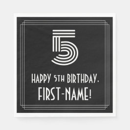 5. Geburtstag: Art Deco Inspiriert Aussehen "5" +  Serviette