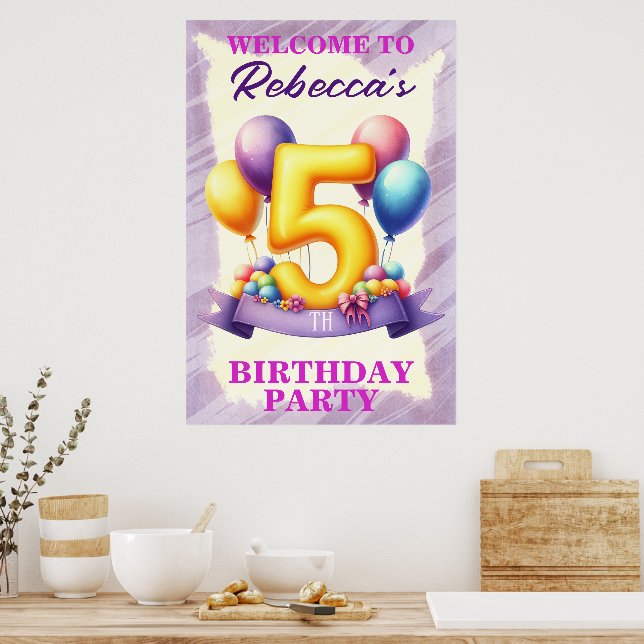 5. Geburtstag Ballon Thema Poster (Küche)