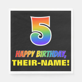 5. Geburtstag: Bold, Fun, Simple, Rainbow 5 Serviette