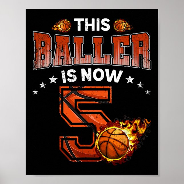 5. Geburtstag Boys Basketball Spieler Geschenke 5  Poster (Vorne)