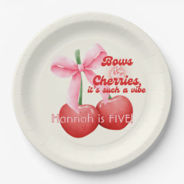 5. Geburtstag Coquette Cherries Bubble Letters Pappteller