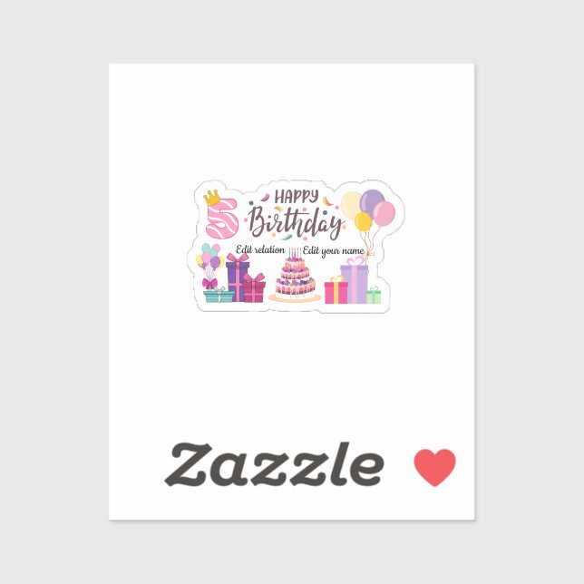 5. Geburtstag editierbares Design  Aufkleber (Blatt)