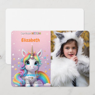5. Geburtstag Einhorn-Foto Einladung