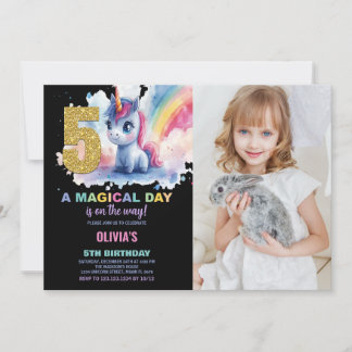 5. Geburtstag Einhorn Geburtstag Einladung Foto