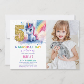 5. Geburtstag Einhorn Geburtstag Einladung Foto