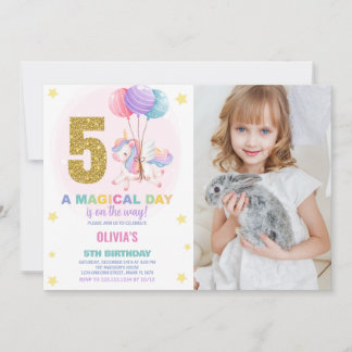 5. Geburtstag Einhorn Geburtstag Einladung Foto