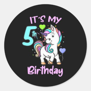 5. Geburtstag Einhorn Kindergeschenke für Mädchen Runder Aufkleber