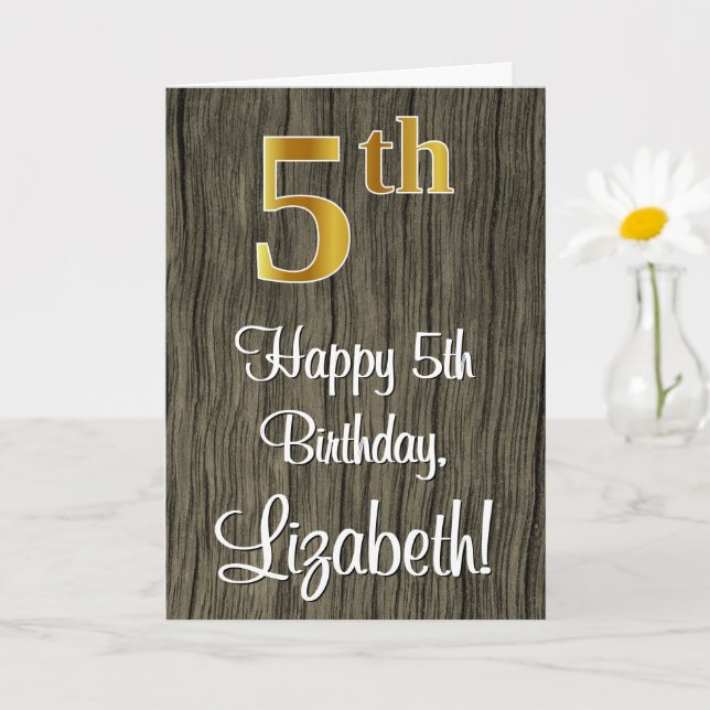 5. Geburtstag: Elegante Imitate Gold Look #, Imita Karte (Kleine Pflanze)