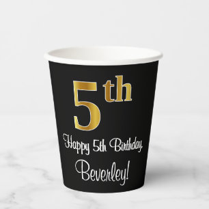 5. Geburtstag - Elegantes Luxuriöses Imitat Gold L Pappbecher