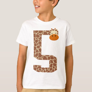 5. Geburtstag Giraffe Tier 5 Jahre Junge Kinder T-Shirt