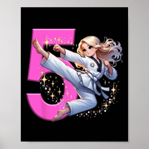5. Geburtstag Girl Martial Arts Party Taekwondo Ka Poster