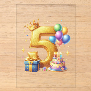 5. Geburtstag Gold Acryleinladungen