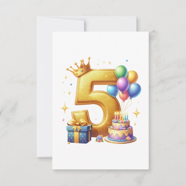 5. Geburtstag Gold Mitteilungskarte (Vorderseite)