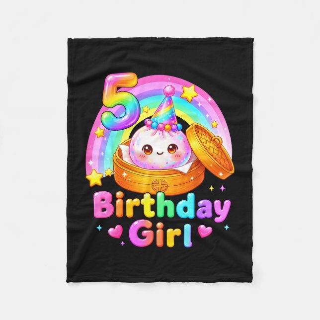 5. Geburtstag Mädchen Dumpling Kawaii Pastell Anim Fleecedecke (Vorderseite)
