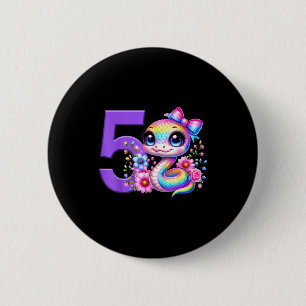 5. Geburtstag Mädchen Schlangenparty Regenbogen Co Button