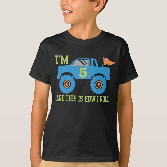 5. Geburtstag Monster Truck T-Shirt (Vorderseite)