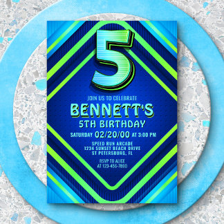 5. Geburtstag Neon Einladung