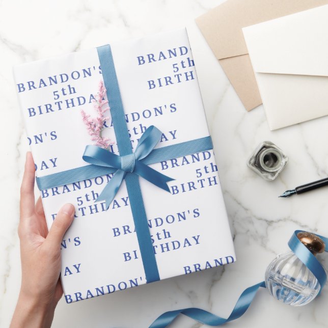 5. Geburtstag Niedlich White Blue Einfache Moderne Geschenkpapier (Schenken)