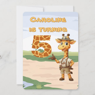 5. Geburtstag Niedlicher Explorer Giraffe auf Safa Einladung