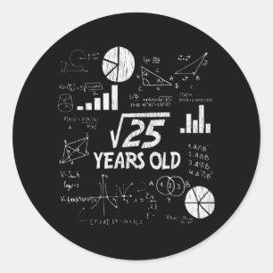 5. Geburtstag Quadratwurzel Mathe 5 Jahre altes Ge Runder Aufkleber