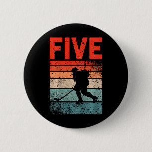 5. Geburtstag Retro Eishockey 5 Jahre alter Junge Button