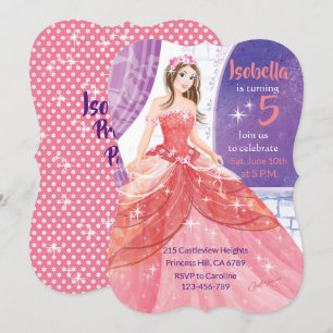 5. Geburtstag, rosa Prinzessaktivität Einladung