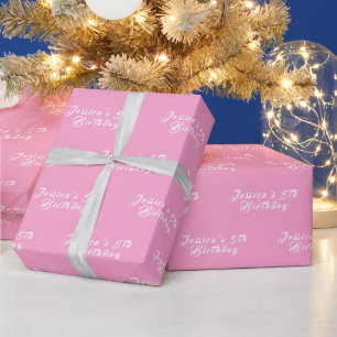 5. Geburtstag Süß Mädchenhaft Rosa Einfach Modern Geschenkpapier