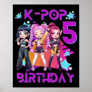 5. Geburtstag Süße Chibi Kpop Lustiger 5. Geburtst Poster