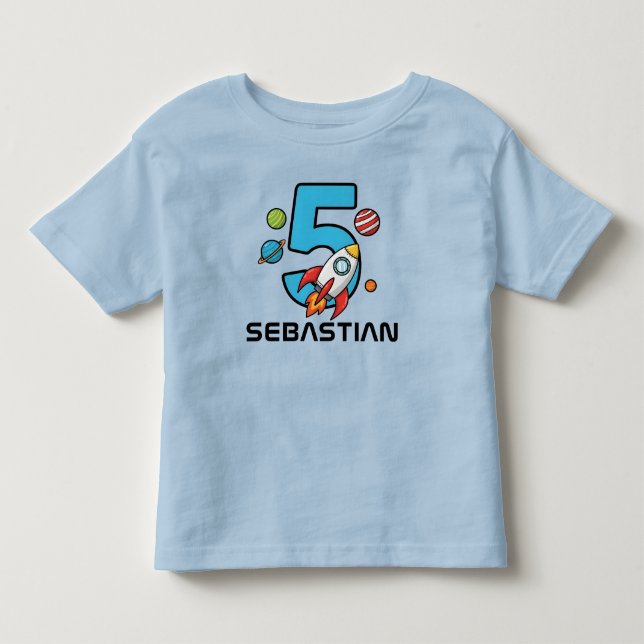 5. Geburtstag - Weltraumplaneten Kleinkind T-shirt (Vorderseite)
