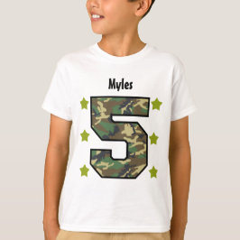 5. Geburtstags-Jungen-Camouflage-vierjährlicher T-Shirt