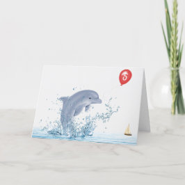 5. Geburtstagsdolphin mit Rotem Ballon Karte