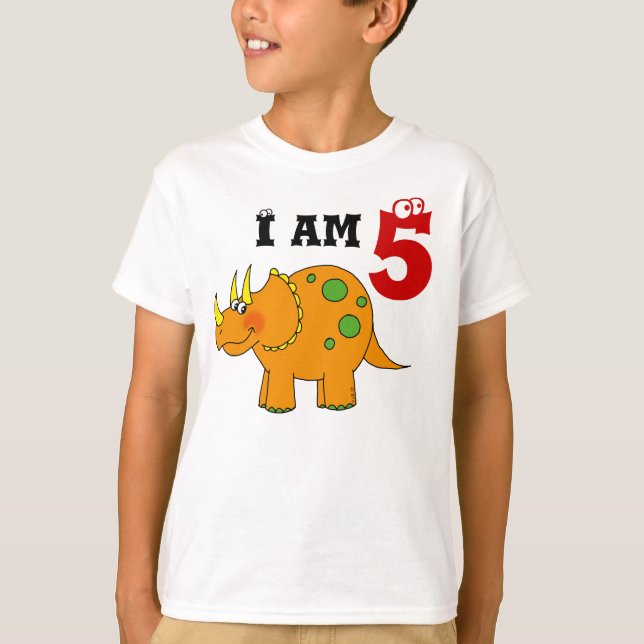5. Geburtstagsgeschenk, Dinosaurier-Triceratops T-Shirt (Vorderseite)