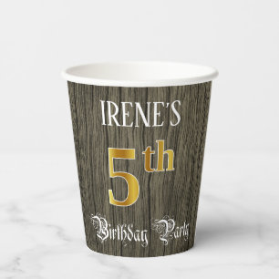 5. Geburtstagsparty - Imitate Gold & Imitate Wood  Pappbecher