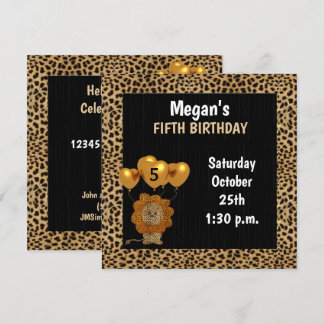 5. Geburtstagsparty in Golden Cheetah Print Einladung