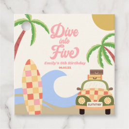 5. Geburtstagsparty mit 5 Surfbrettern Geschenkanhänger